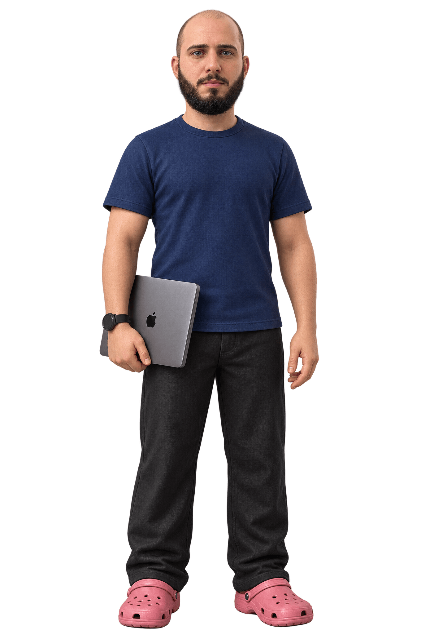 Nika holding a MacBook Pro